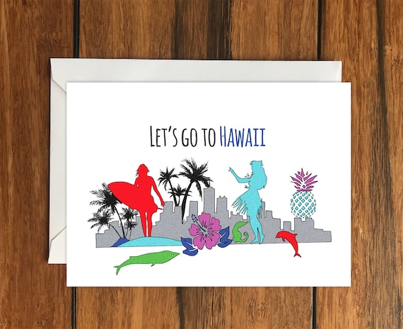 Let/'s go to Hawaii for Christmas One Original Blank Greeting Card A6 and Envelope