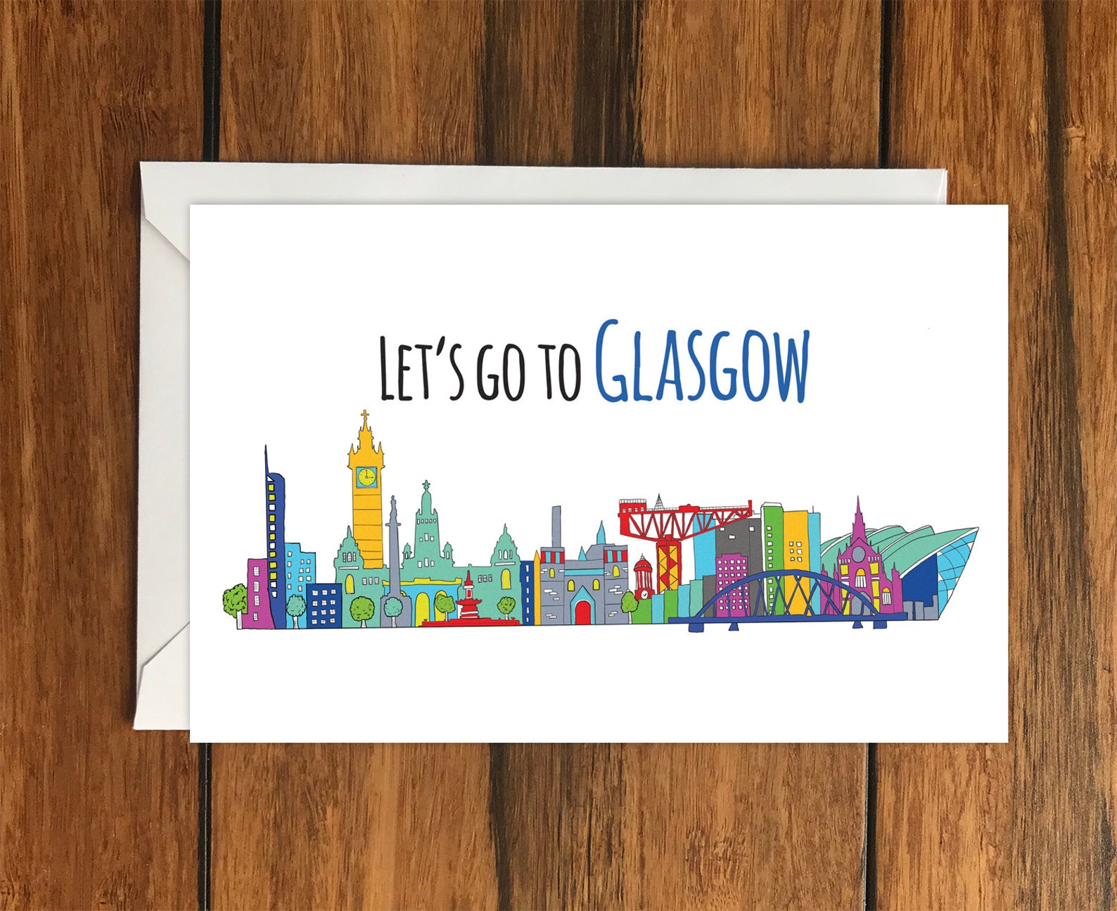 Let's Go To Glasgow greeting card Holiday Card Gift Idea Etsy