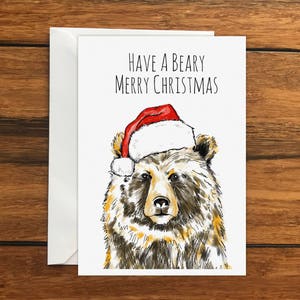 Have a Beary Merry Christmas Bear One Original Blank Greeting Card A6 and Envelope Perfect gift card for Xmas