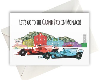 Gehen wir zum Monaco Grand Prix Urlaub Geschenk Idee Grußkarte A6