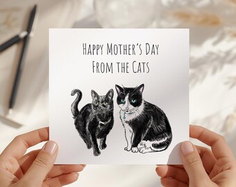 Happy Mothers Day from the Cats - Greeting Card - Customisable  144 x 144 mm