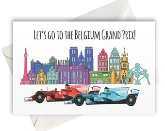 Let's Go to the Belgium Grand Prix Holiday Gift Idea greeting card A6