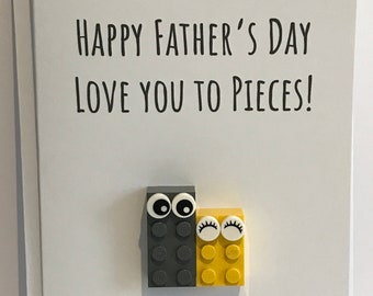 Happy Father's Day I Love You to Pieces LEGO Greeting Card - A6