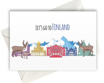 Let's Go To Finland greeting card A6