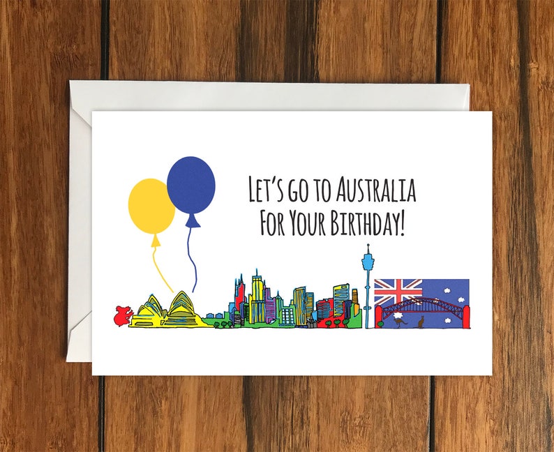 Let's Go to Australia for Your Birthday Blank Greeting Etsy