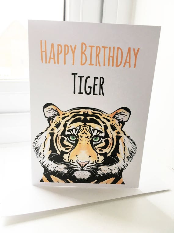 Happy Birthday Tiger Blank greeting card A6 - Etsy Italia