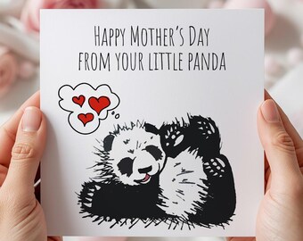 Happy Mother's Day Panda Blank greeting card 144mm x 144mm
