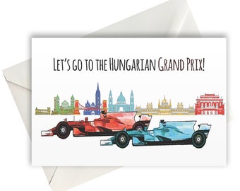 Let's go to the Hungarian Grand Prix blank greeting card (A6) Holiday Gift Idea