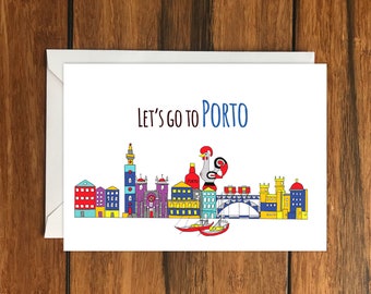 Let's Go To Porto greeting card A6