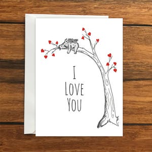 I Love You Koala in Love Heart Tree Blank Greeting Card - Customisable A6