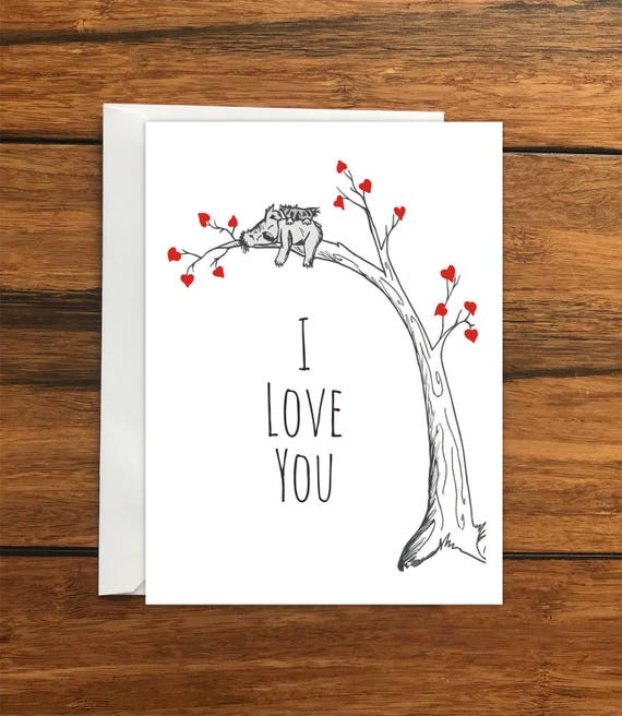 I Love You Koala In Love Heart Tree Blank Greeting Card Etsy