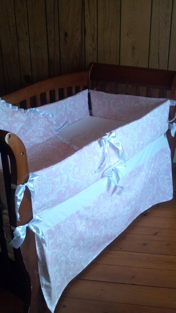 Baby Pink And White Damask Crib Bedding Set Etsy