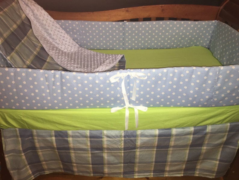 Clearancesweetpea Blue Plaid Crib Bedding Set Ready To Etsy
