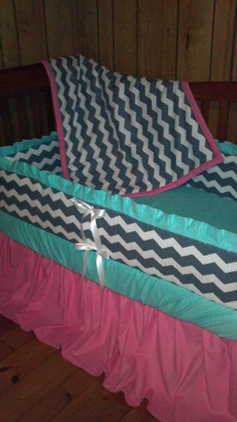 Today Onlycotton Candy Color Chevron Pattern Crib Bedding