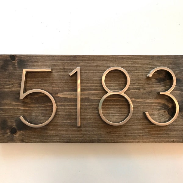 Modern Rustic Address Plaque // Horizontal House Number Plaque