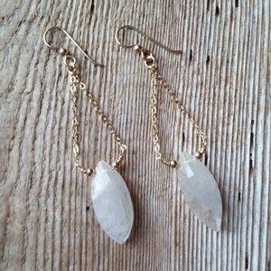 Golden rutilated quartz dangles on gold filled chain image 1