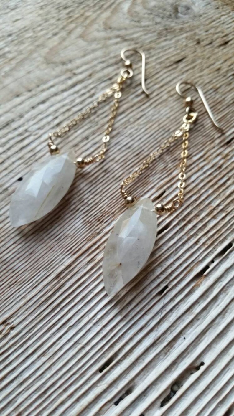 Golden rutilated quartz dangles on gold filled chain image 4