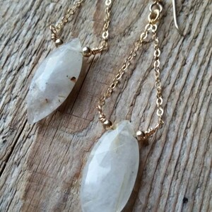 Golden rutilated quartz dangles on gold filled chain image 3