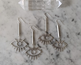 Evil eye protection earrings - silver dangles