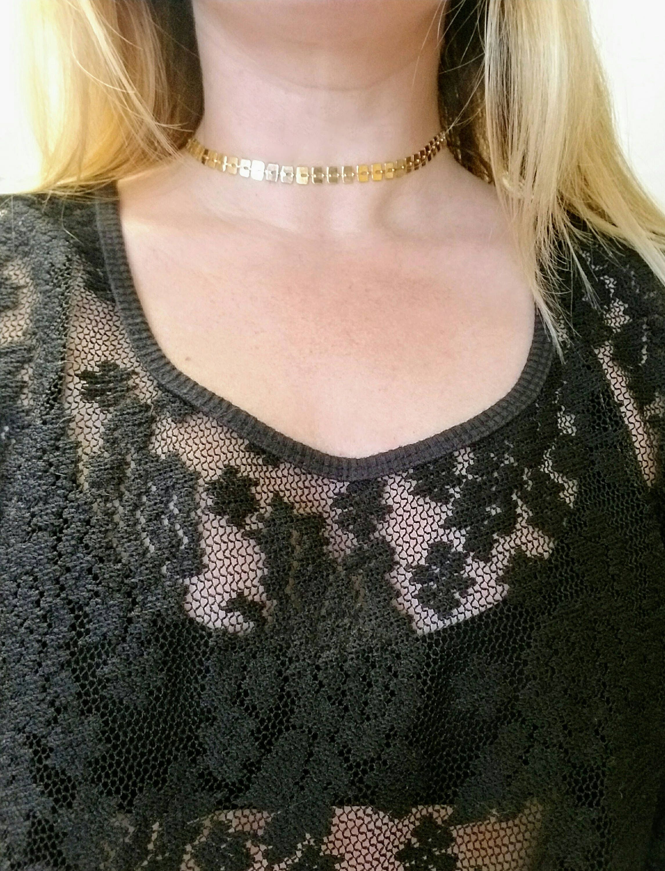 Square Link Choker in Bright Brass - Etsy