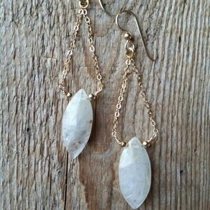 Golden rutilated quartz dangles on gold filled chain image 2