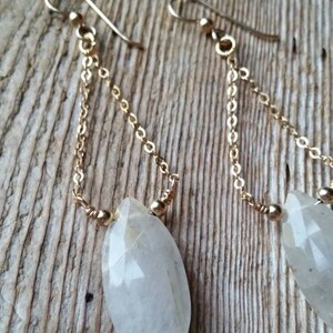 Golden rutilated quartz dangles on gold filled chain image 5