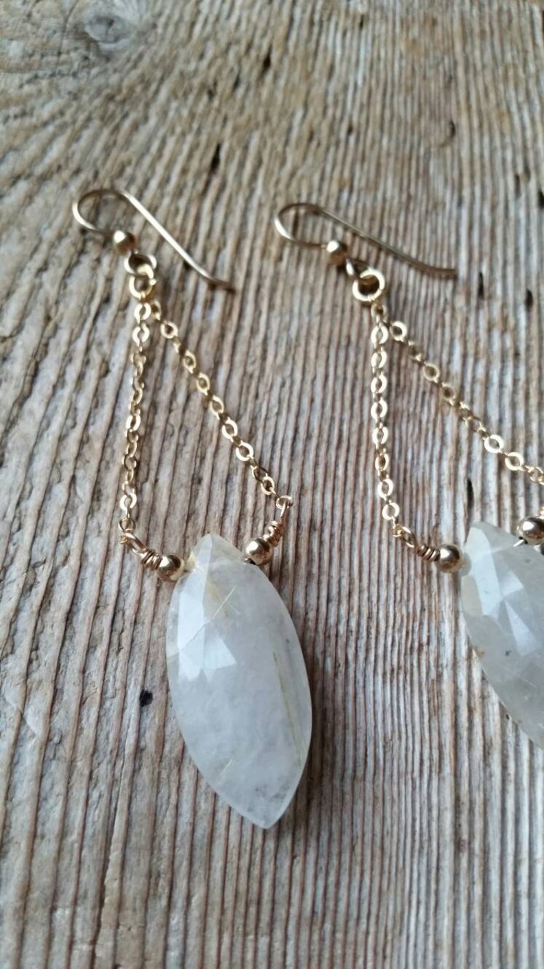 Golden rutilated quartz dangles on gold filled chain image 5