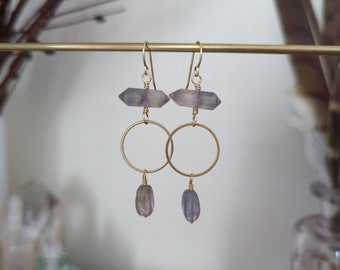 Double terminated fluorite dangle earrings EB38