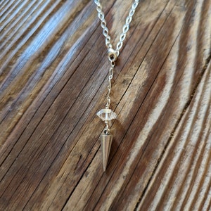 Divination on the go SILVER stainless steel pendulum necklace with Herkimer diamond image 3