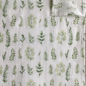 Green leaves gauze blanket, Botanical baby Cotton gauze blanket,100 percent cotton gauze blanket, Baby gauze blanket, Summer gauze throw