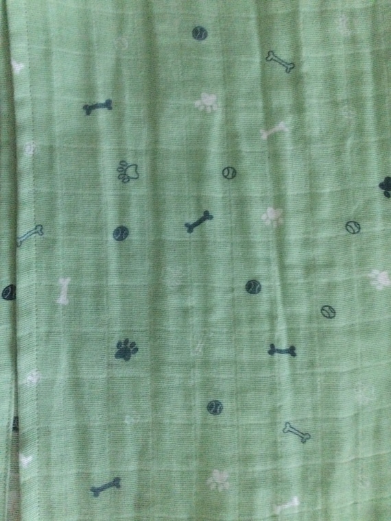 Dog Bones Paws and Balls Gauze Baby Blanket Green Baby Gauze Etsy