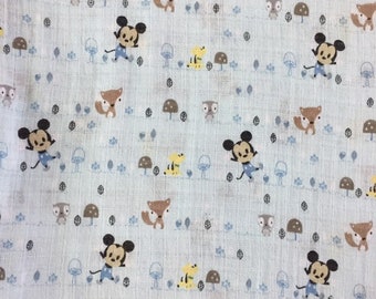 Mickey Mouse Gauze Swaddle Blanket, Blue Woodland Owl Print