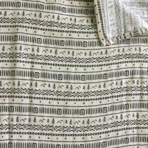 Black mountains and evergreens on cream gauze muslin blanket, Single layer cotton gauze blanket, Mountain print gauze blanket,