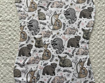 Woodland animal burpcloths, Set of 2 unisex burpcloths, woodland burpcloths, Flannel burp cloth set