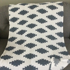 Dark blue design cotton gauze blanket, Baby swaddle blanket, Nursing cover, Blue and white gauze blanket