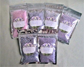 Foaming Bath Salts Gift Set/Lavender Collection/6 Lavender Scents/Handmade Bath Salts/Gift for Her/Spa Gift Set