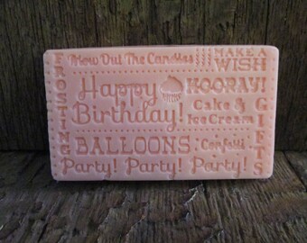 Birthday Greetings Soap Bar/Gift/Birthday Present/Handmade Soap/Vegan Soap/ 2.8 oz.