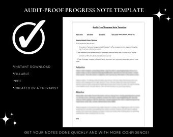 Audit-Proof Therapy Progress Note Template, Counseling Note Template