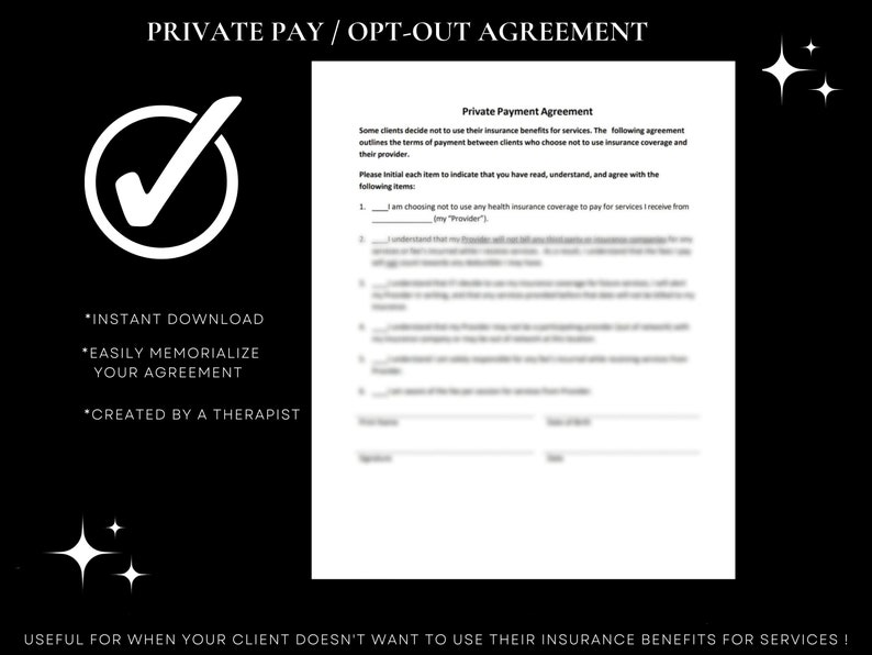 Private Pay Agreement / Opt-Out Form image 1