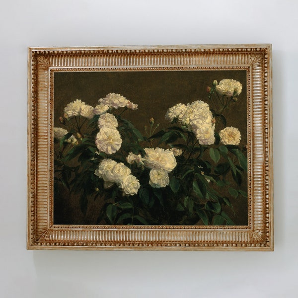 Flowers Antique Oil Painting Print | Flowers Oil Painting | Floral Oil Painting | Dark Academia Art | Moody Painting | DIGITAL DOWNLOAD