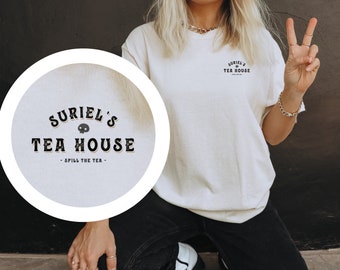Suriel&#39;s Tea House Shirt with Back Design | ACOTAR Shirt | ACOTAR Merch | Bookish Merch | Bookish Shirt