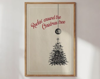 Rockin&#39; Around the Christmas Tree Print | Christmas Decor | Holiday Decor | Holiday Art | Christmas Art