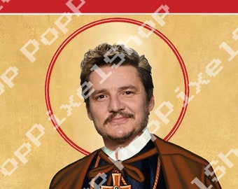 St. Pedro Pascal Prayer Celebrity Devotional Candle 8" parody