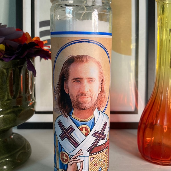 St. Nicolas Cage Prayer Celebrity Devotional Candle 8" parody