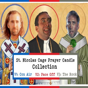 St. Nicolas Cage Collection Prayer Celebrity Devotional Candle 8" parody