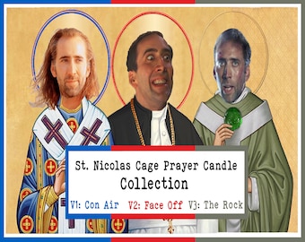 St. Nicolas Cage Collection Prayer Celebrity devotional kaars 8" parodie