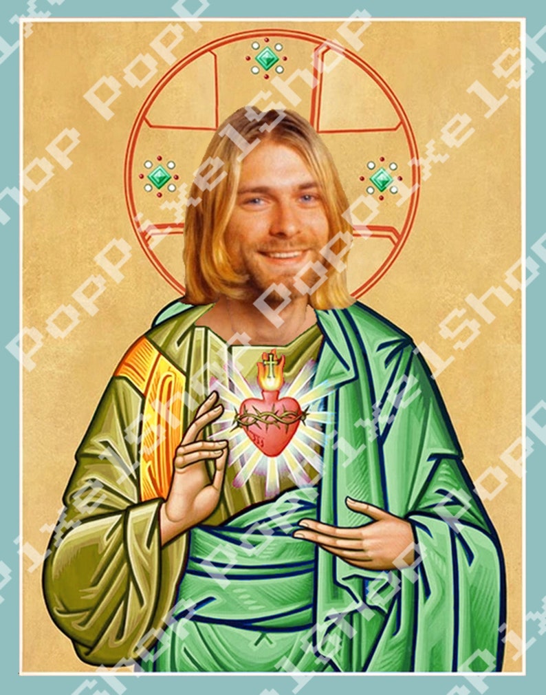 St. Kurt Cobain Prayer Celebrity Devotional Candle 8 parody image 1