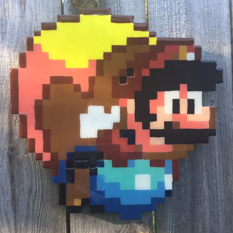 Super Mario World Capped Mario Wooden Pixel Art HANDMADE | Etsy