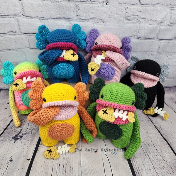 Swamp Monster Plush, Axolotl Gift, Crochet Swamp Monster Stuffies, Cryptid Stuffed Animal, Creepy Cute Creature Decor, Monster Plushie