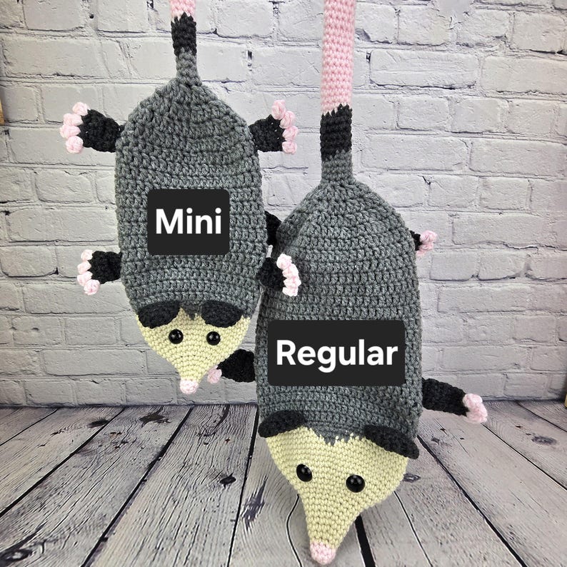 Crochet Possum Grocery Bag Holder, Opossum Bag Saver, Possum Bag Dispenser, Housewarming Gift, Christmas Stocking, Ren Faire Cosplay Pouch image 13